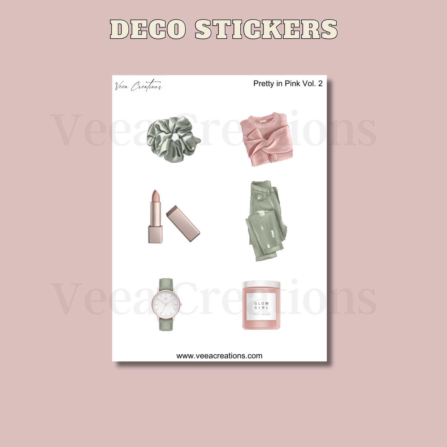 Pretty in Pink Deco Stickers