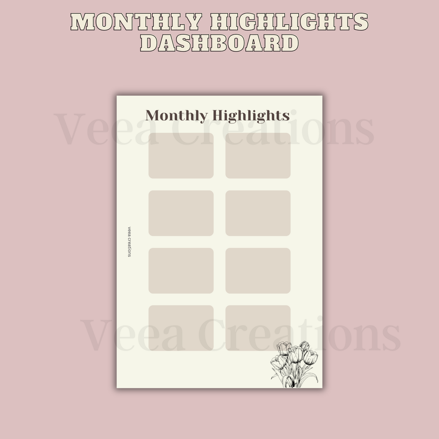 NEW! Monthly Highlights Dashboard - card stock (Unpunched)