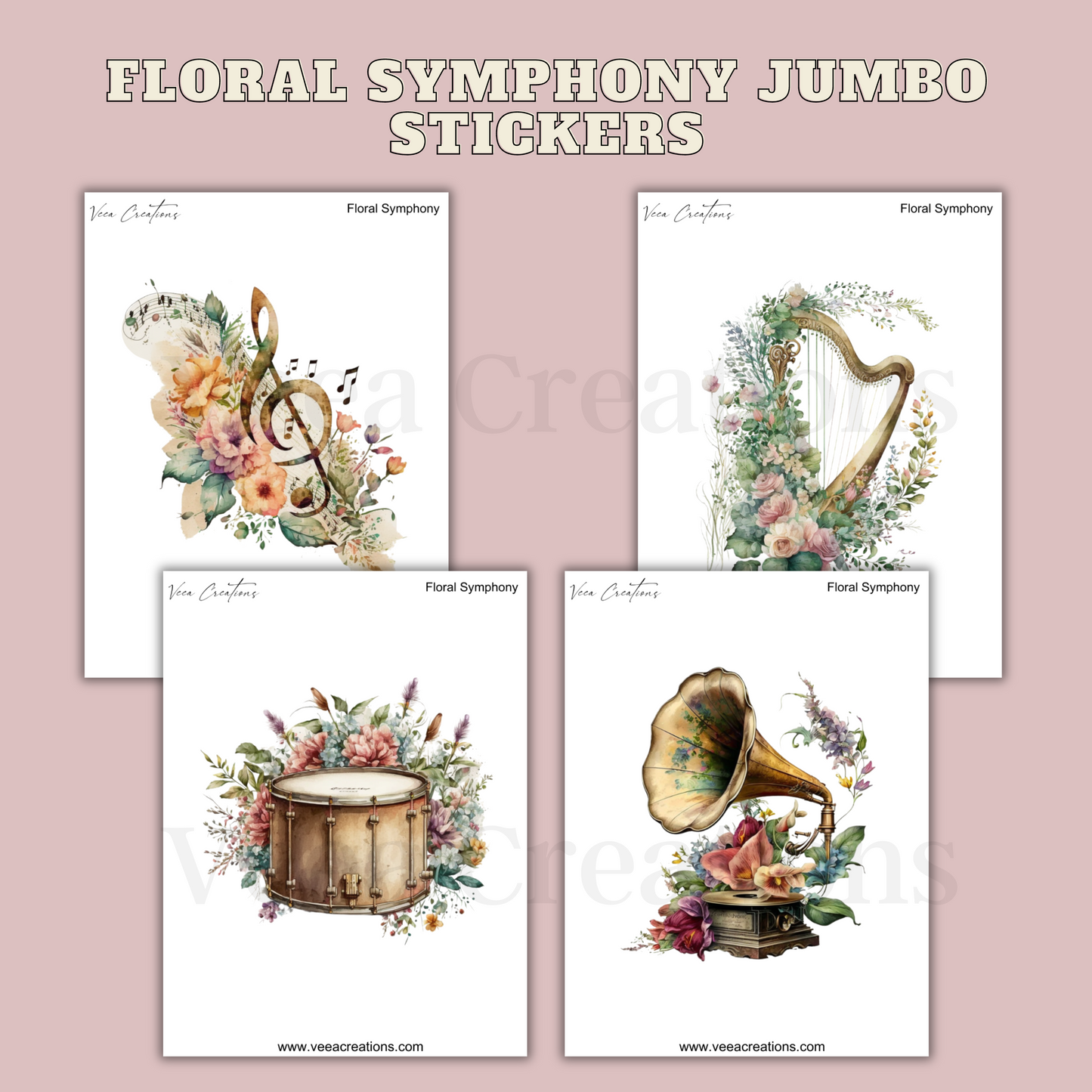 NEW! Floral Symphony Jumbo Stickers