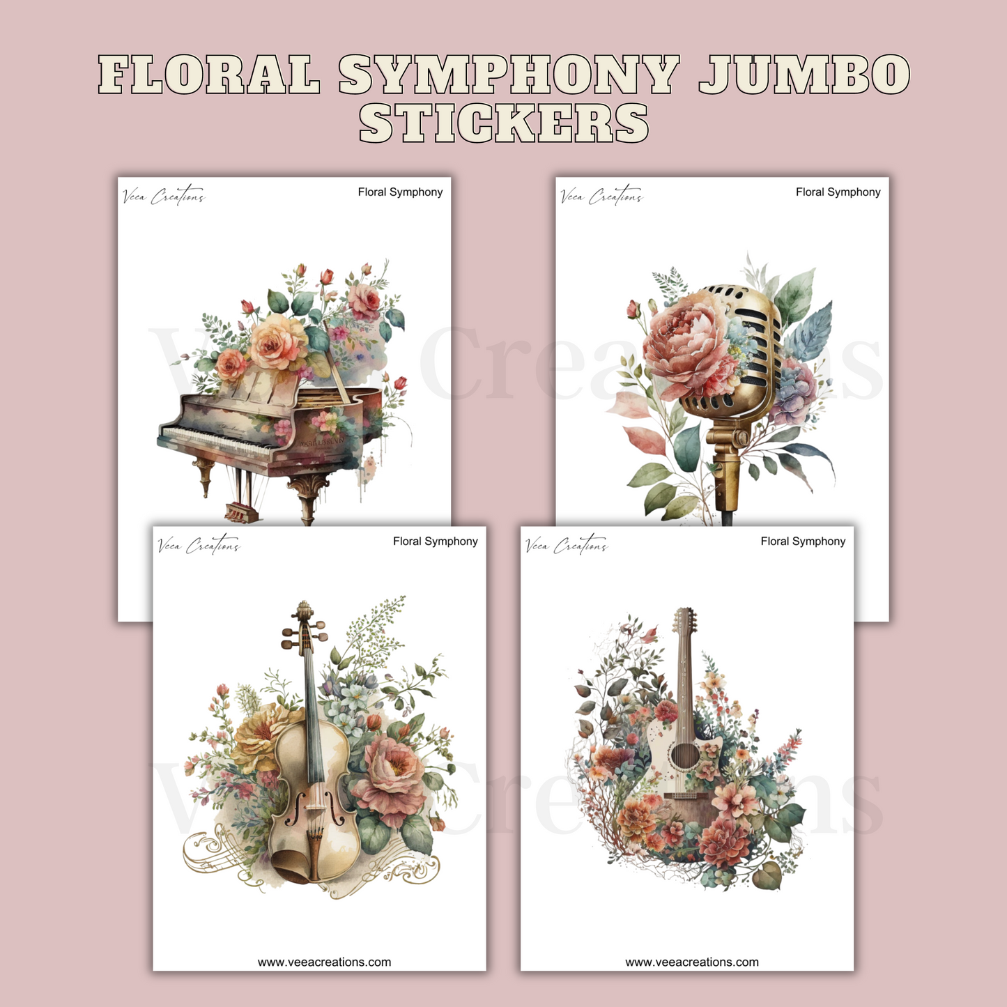 NEW! Floral Symphony Jumbo Stickers