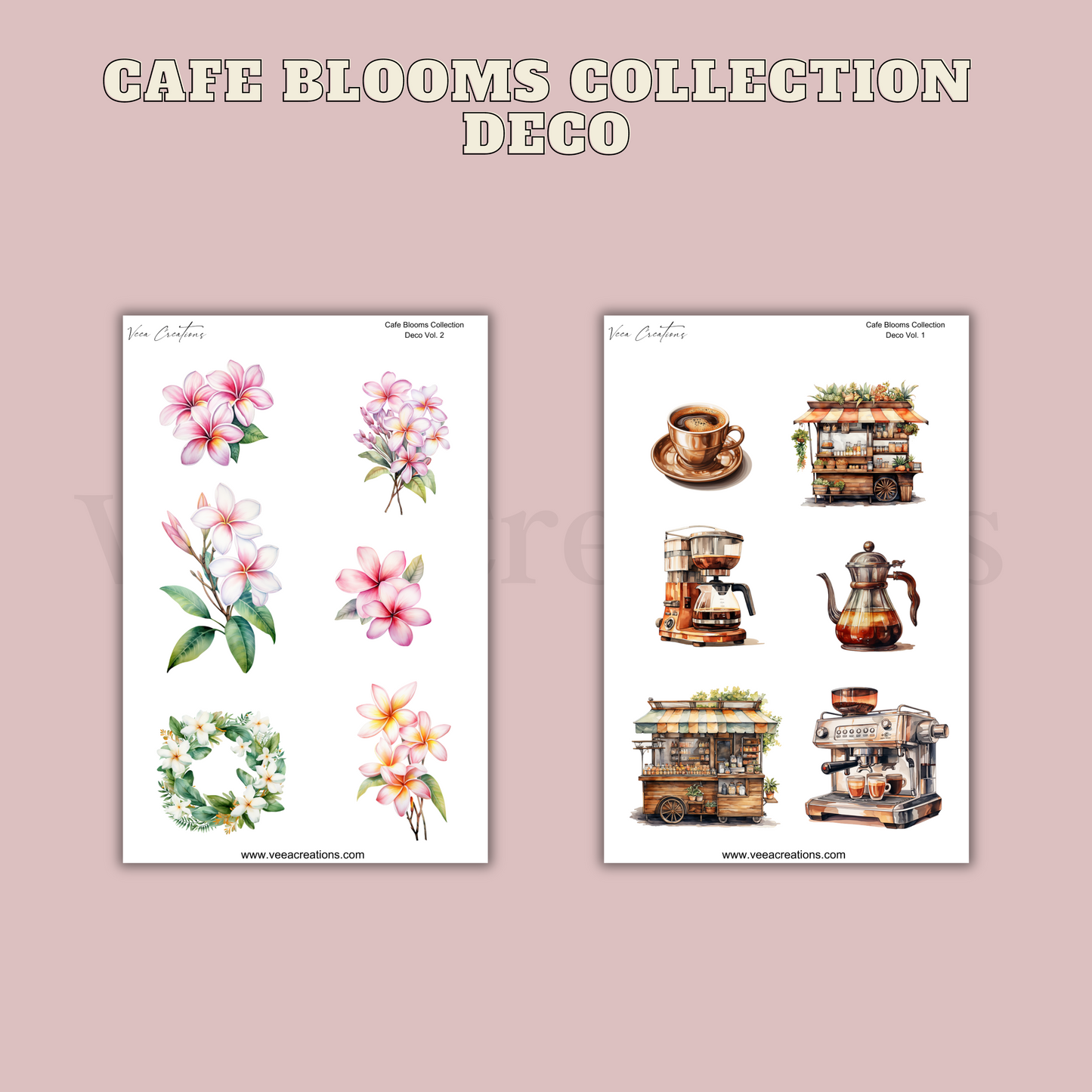 NEW! Cafe Blooms Deco Stickers