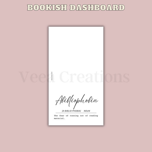 NEW! Abibliophobia Dashboard - (Unpunched)