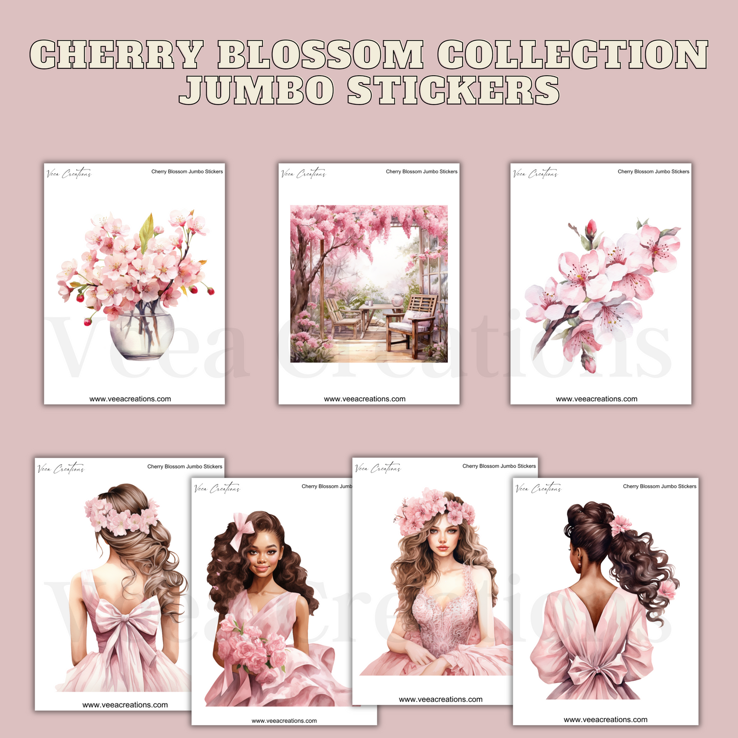 Cherry Blossom Jumbo Stickers