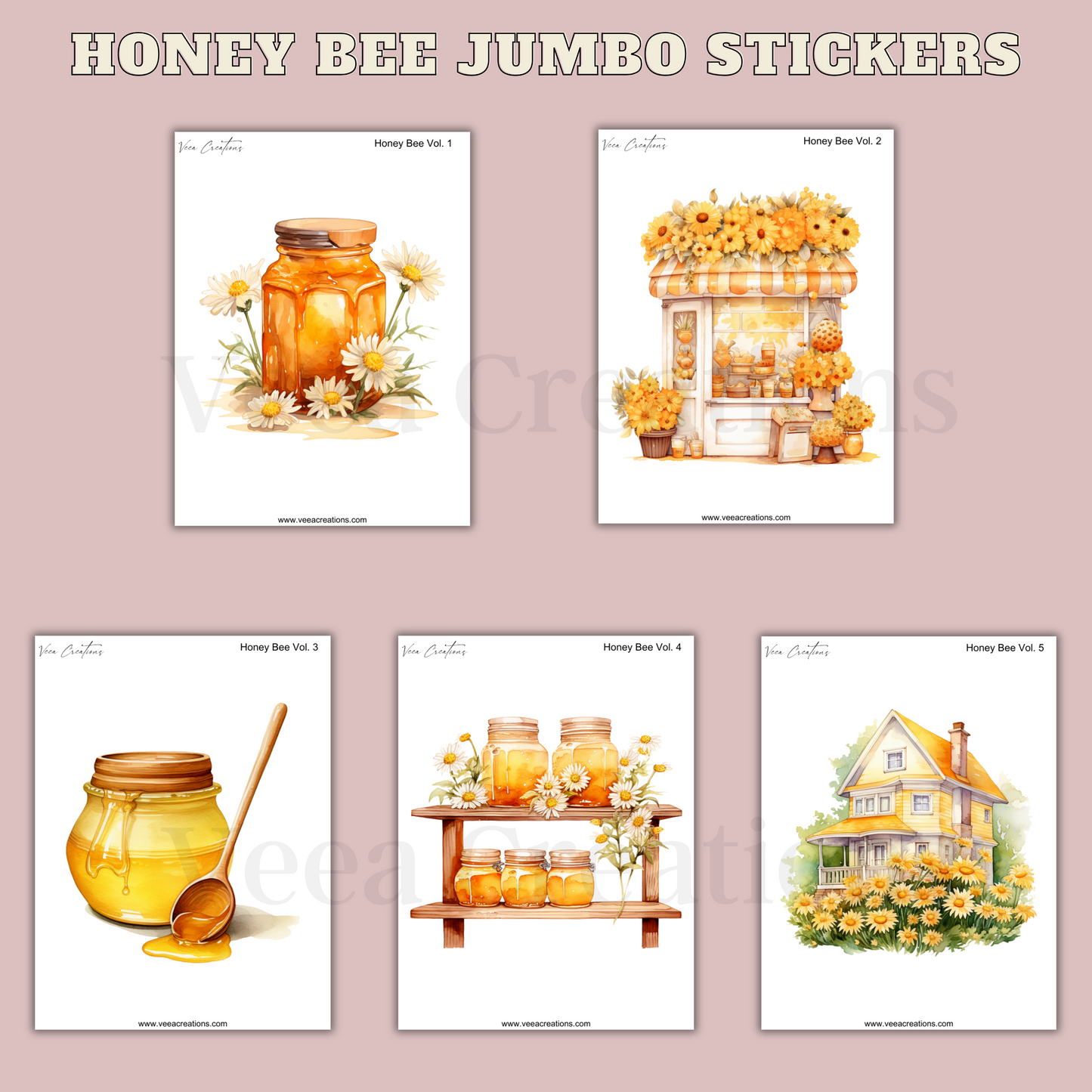 NEW! Honey Bee - Jumbo Stickers