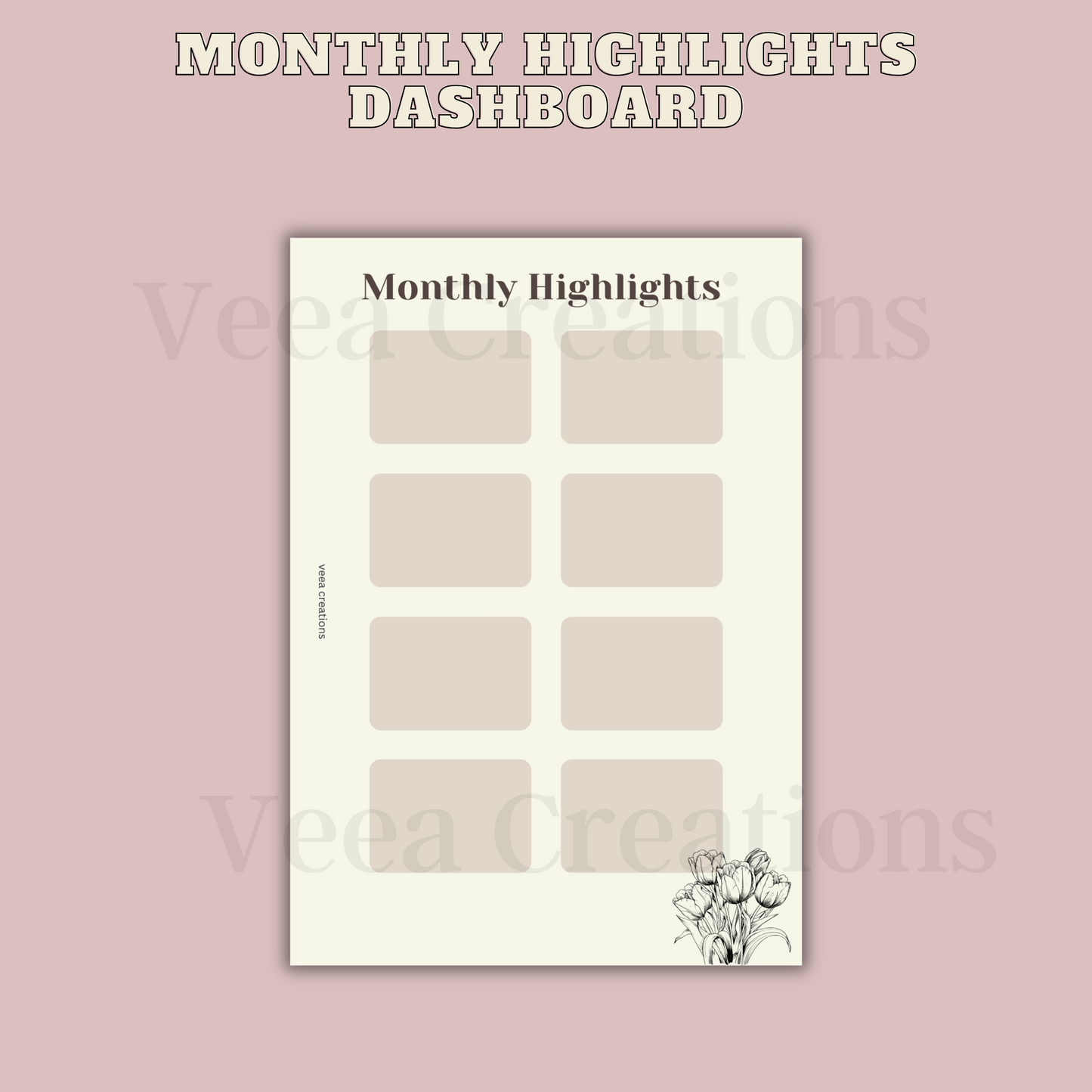 NEW! Monthly Highlights Dashboard -  card stock (Unpunched)