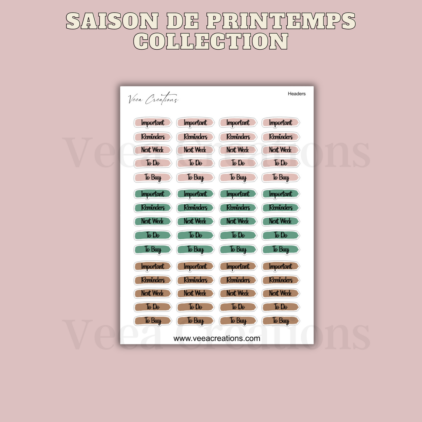 New! Saison de Printemps Collection - Headers