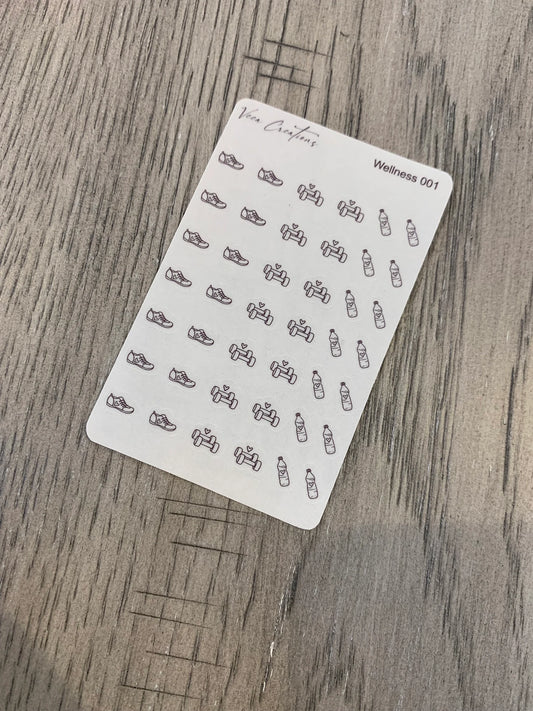 Wellness Icon Stickers - Walk/weights/hydrate