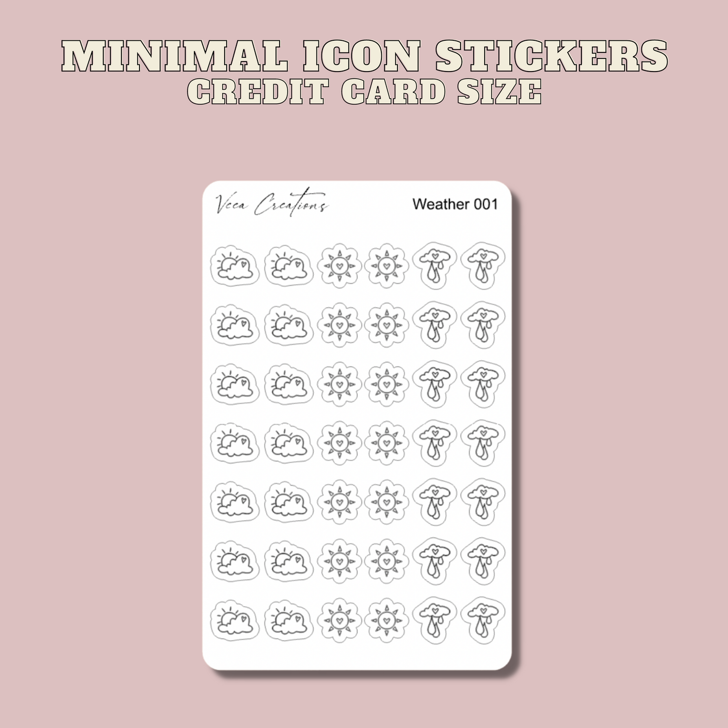 Weather Icon Stickers - Rainy/Sunny/Cloudy