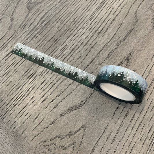 Silver Foil Winter Forest Washi Tape