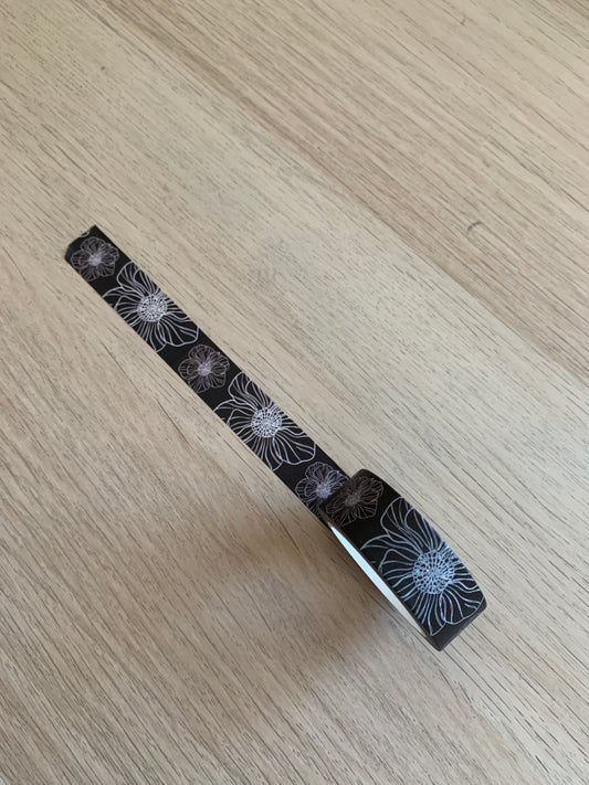 Fleur & Vigne - Black and White Floral Washi Tape